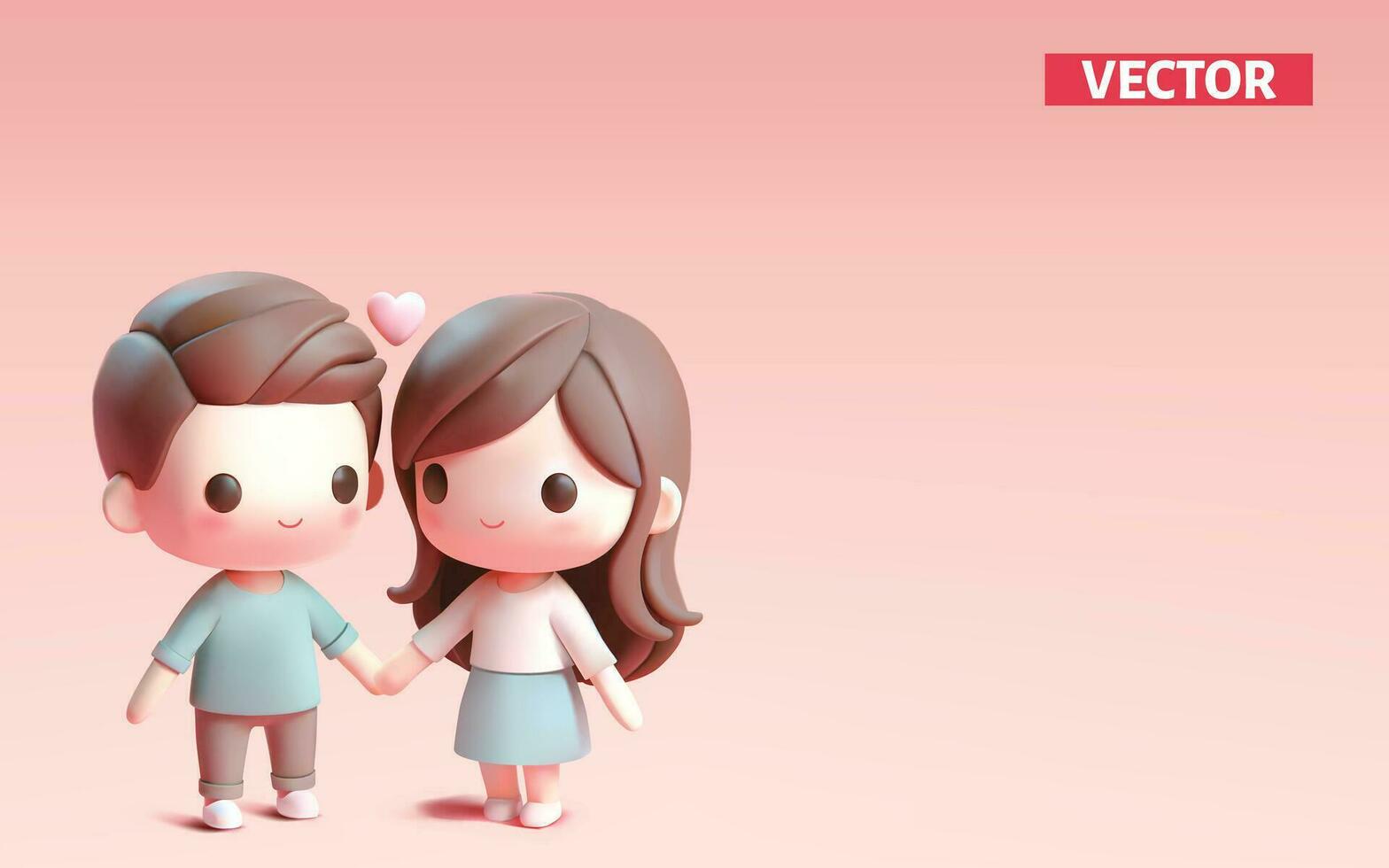 amor conceito casal personagem queda dentro amor sorrindo 3d vetor em luz Rosa fundo.