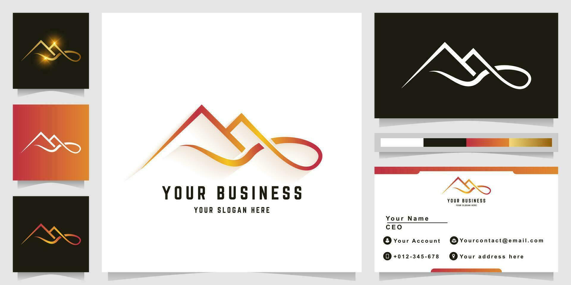 carta aa ou montanha onda logotipo com o negócio cartão Projeto vetor