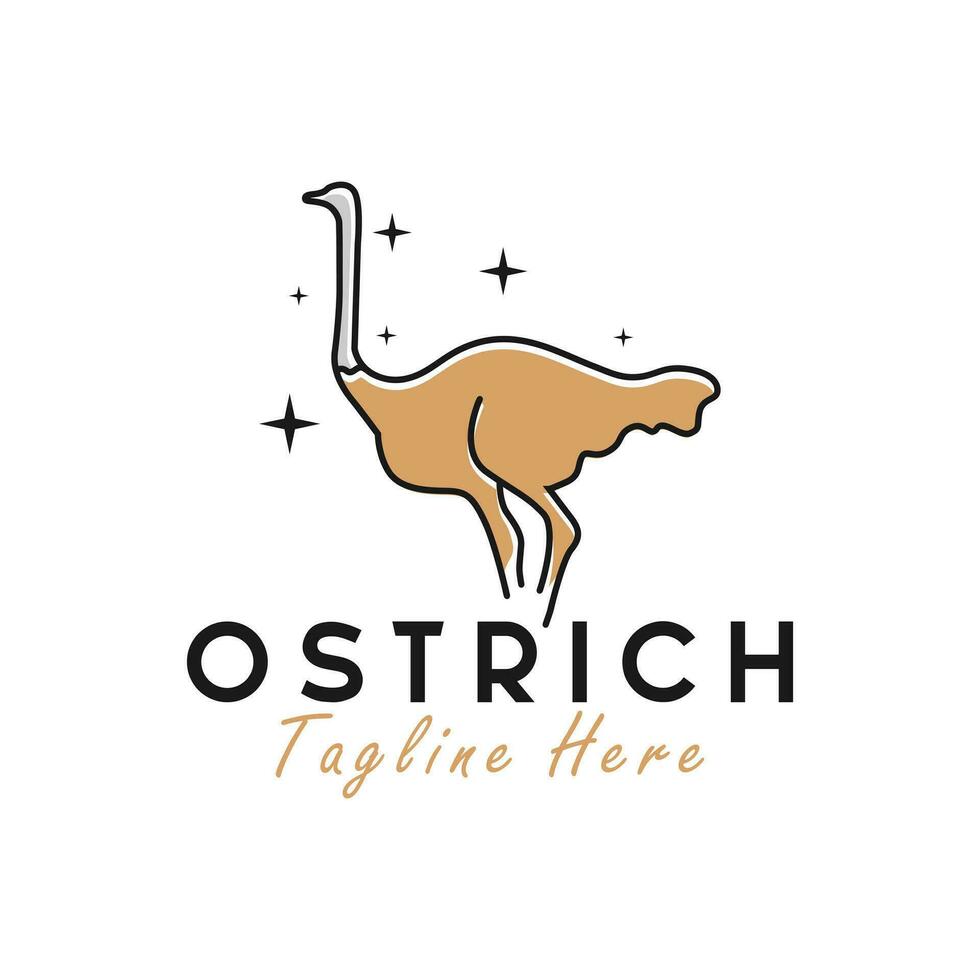 avestruz esboço ilustração logotipo vetor