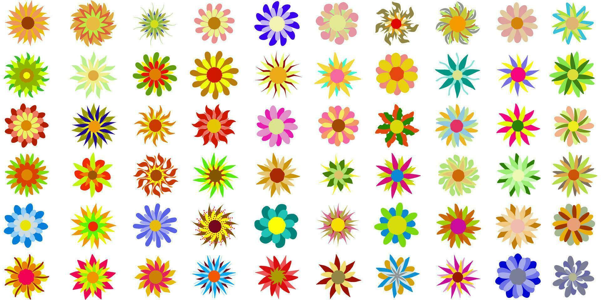 ilustração conjunto do muitos flor ícones. perfeito para adesivos, chapéu desenhos, convite cartões, livro capas, cartazes vetor