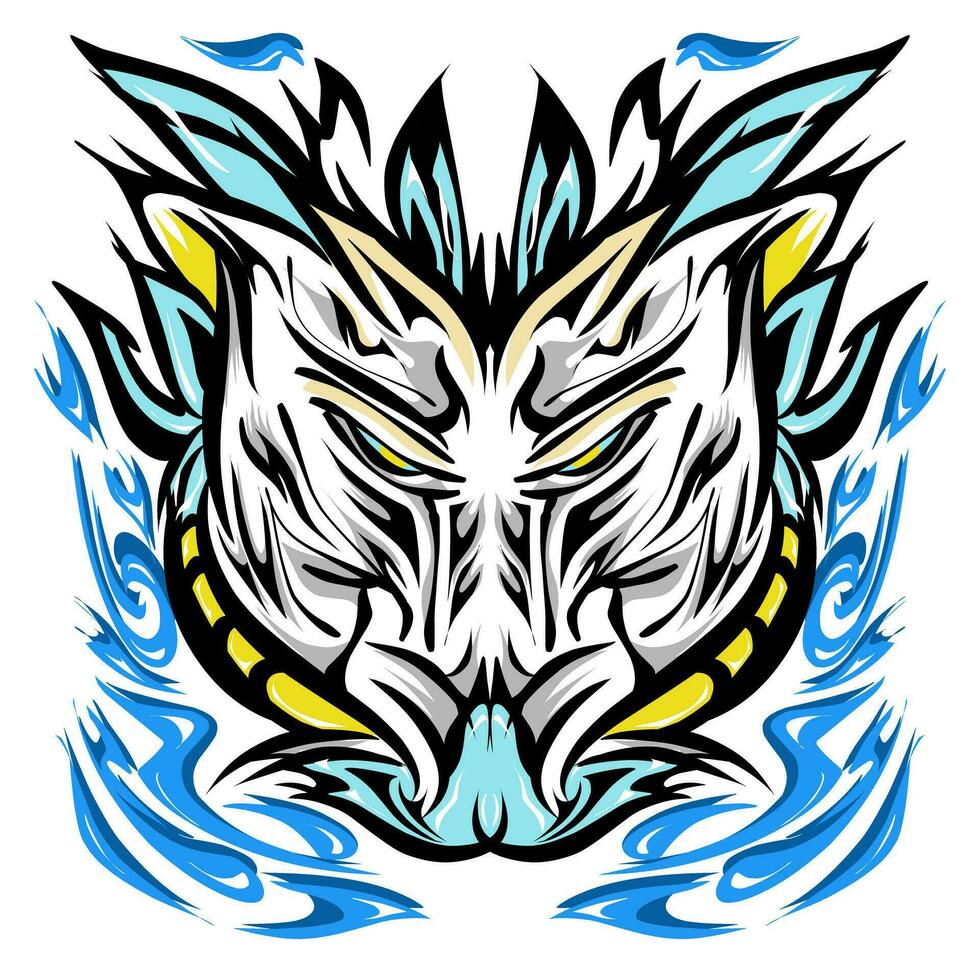 ilustração do uma branco porco tribal cabeça mascote adesivo. perfeito para tatuagens, adesivos, chapéus, roupas, logotipos, ícones vetor