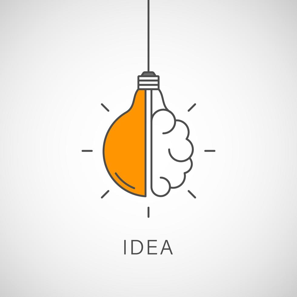 ícone de linha de ideia criativa. educação de lâmpada, logotipo de inovação. ilustração vetorial vetor