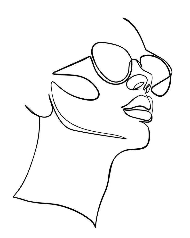 1 linha desenhando face. abstrato mulher retrato. moderno minimalismo arte. - vetor ilustração