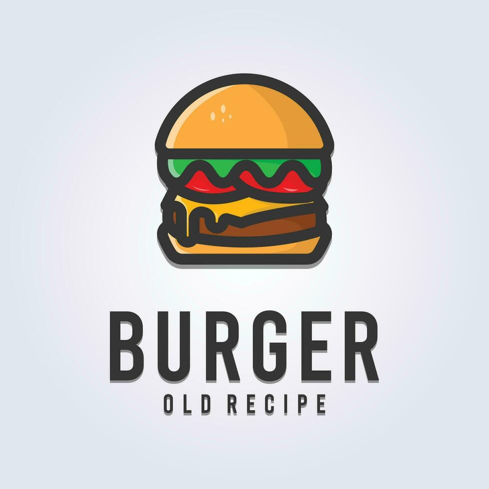 velho receita hamburguer logotipo vetor ilustração Projeto