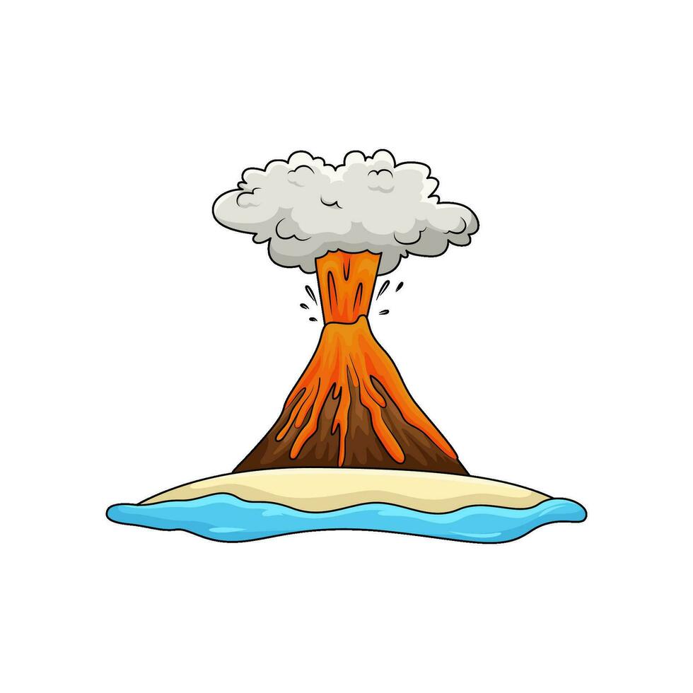 erupção dentro de praia ilustração vetor