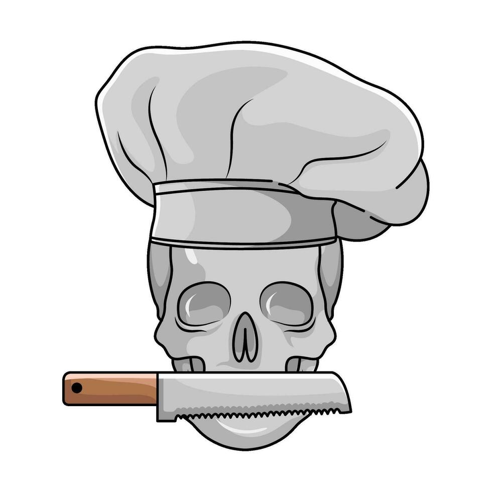 faca com chefe de cozinha crânio ilustração vetor