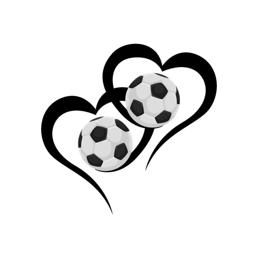 futebol bola dentro amor ilustração vetor