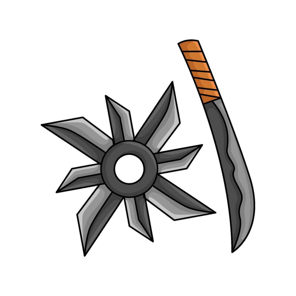 Shuriken com samurai ilustração vetor