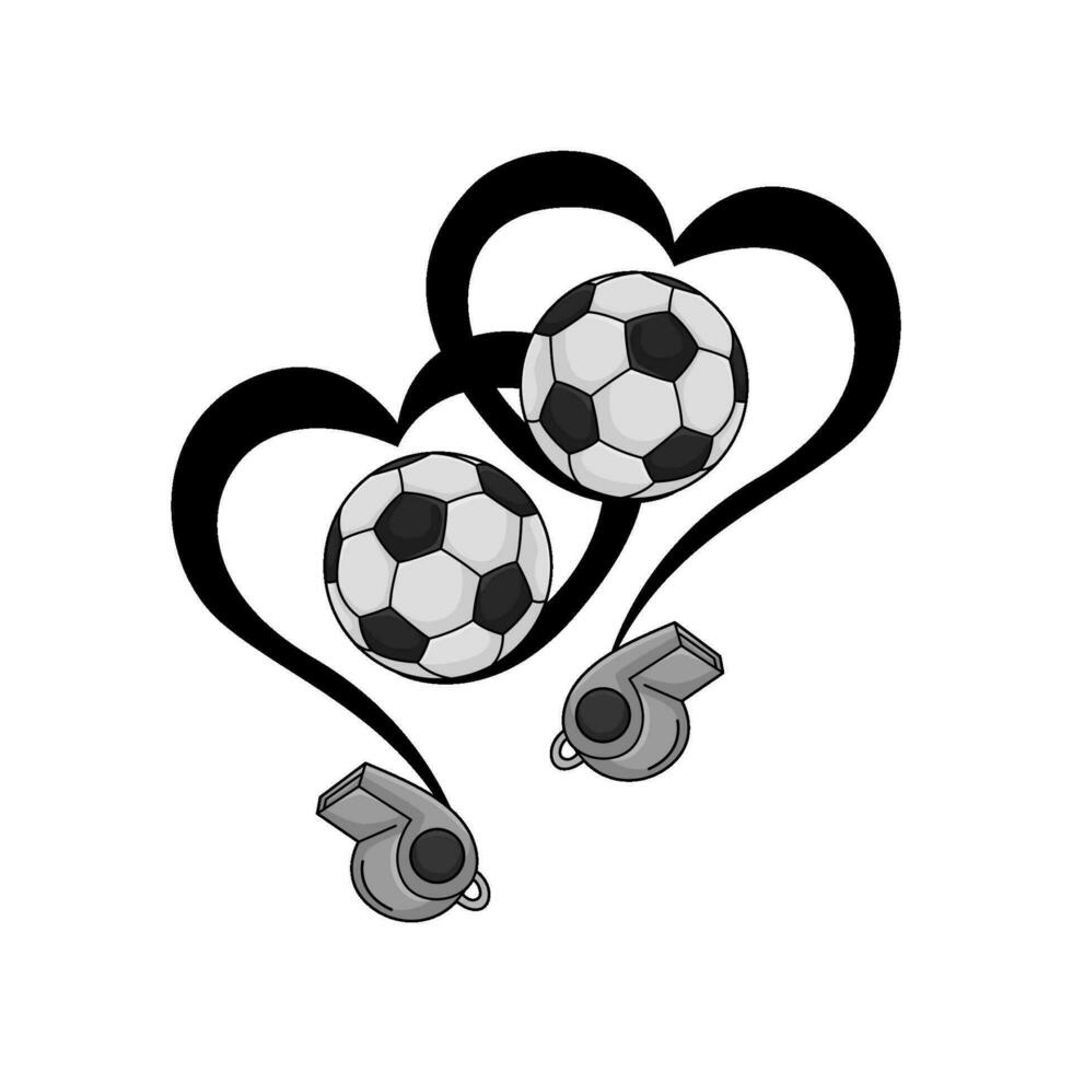 futebol bola dentro amor com apito ilustração vetor