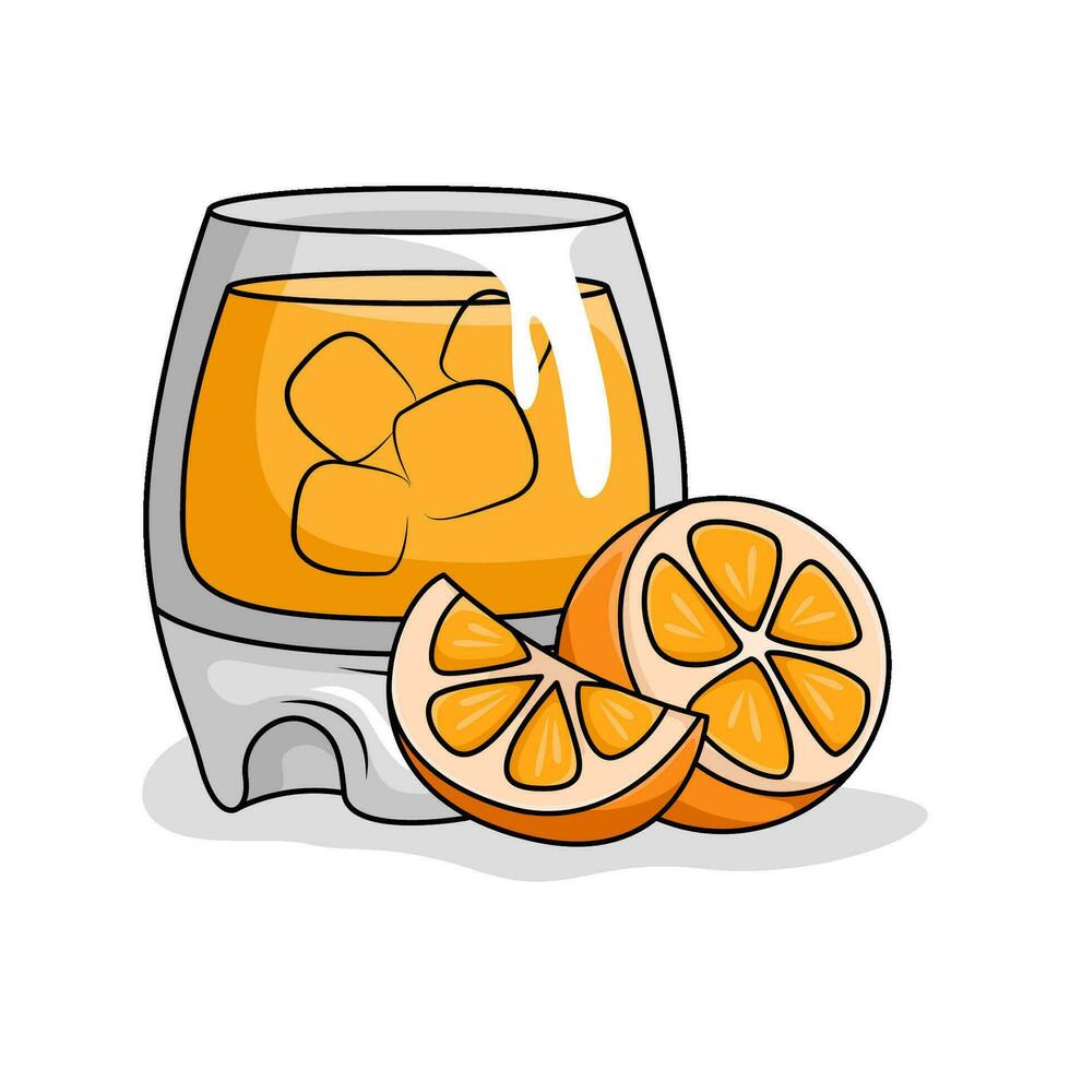 suco laranja com laranja fruta fatia ilustração vetor