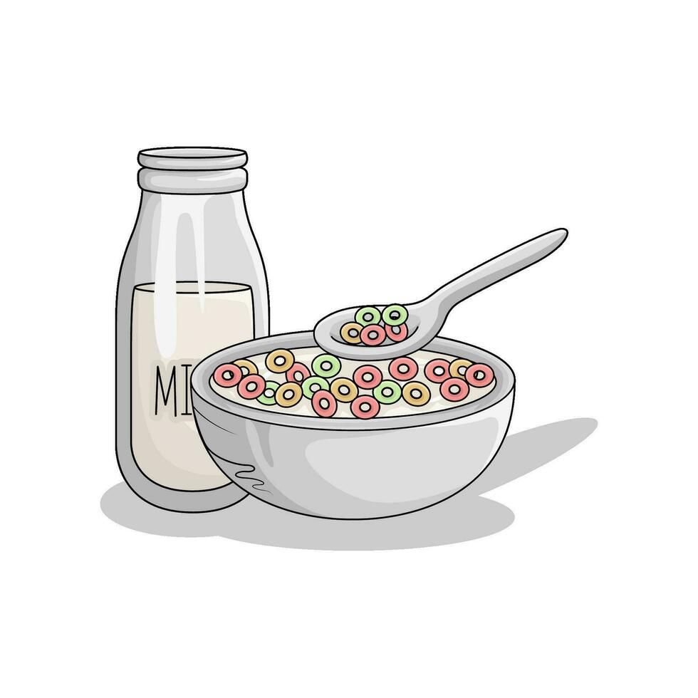 trigo pó, leite com cereal ilustração vetor