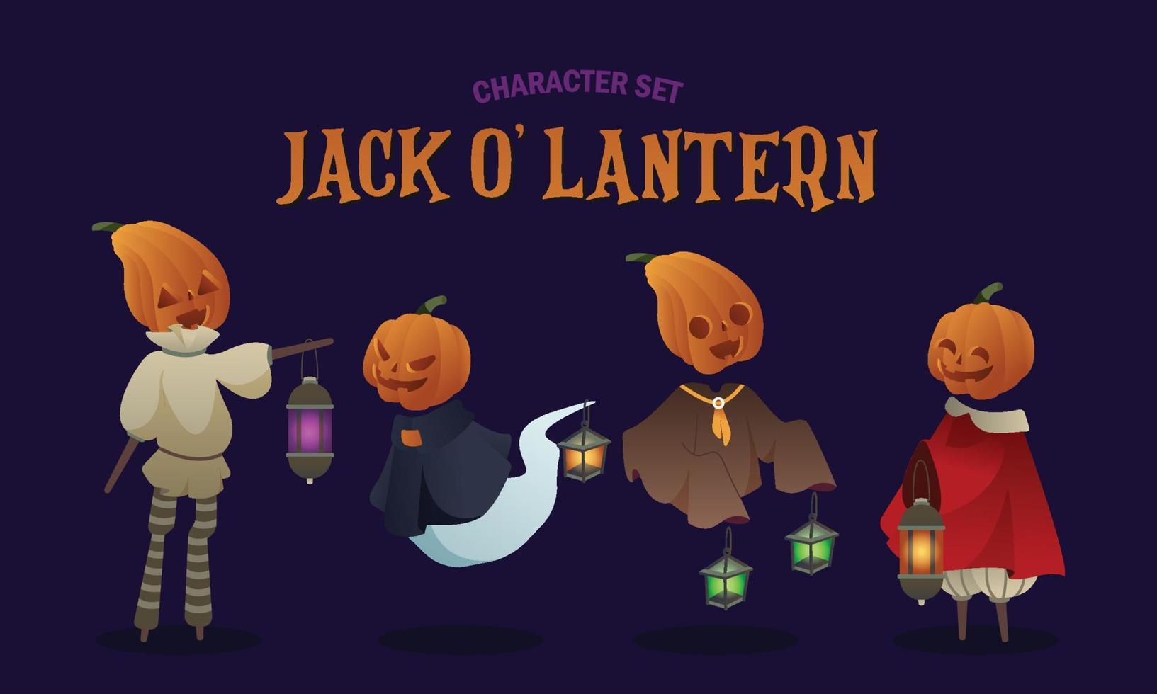 conjunto de caracteres jack o lantern vetor
