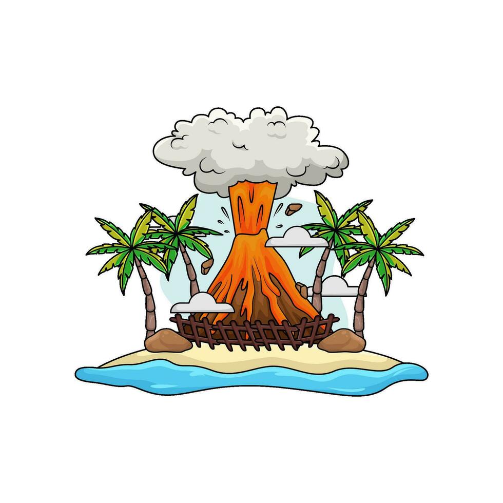 erupção dentro de praia ilustração vetor