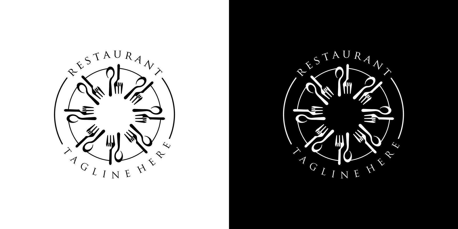 restaurante logotipo com colher e garfo ícone, moderno conceito vetor