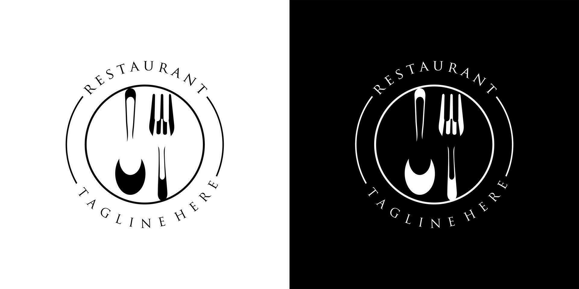 restaurante logotipo com colher e garfo ícone, moderno conceito vetor