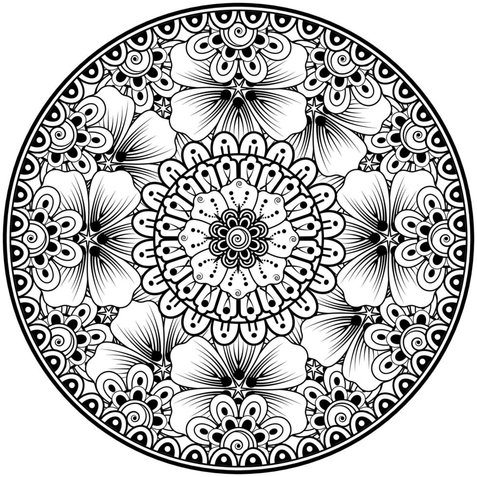 padrão circular em forma de mandala com flor para henna, mehndi, tatuagem, decoração. vetor