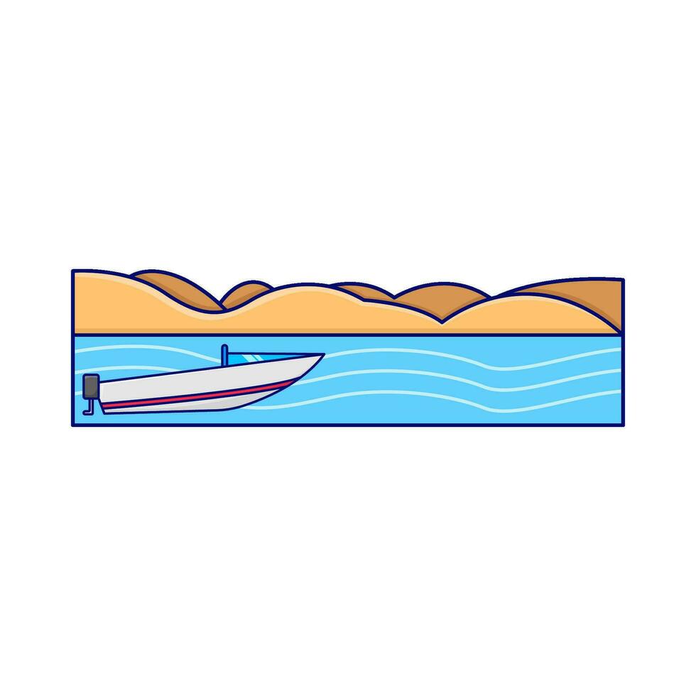 barco dentro de praia ilustração vetor