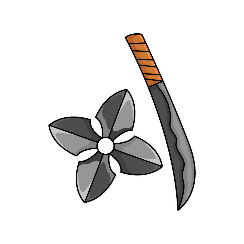 Shuriken com samurai ilustração vetor