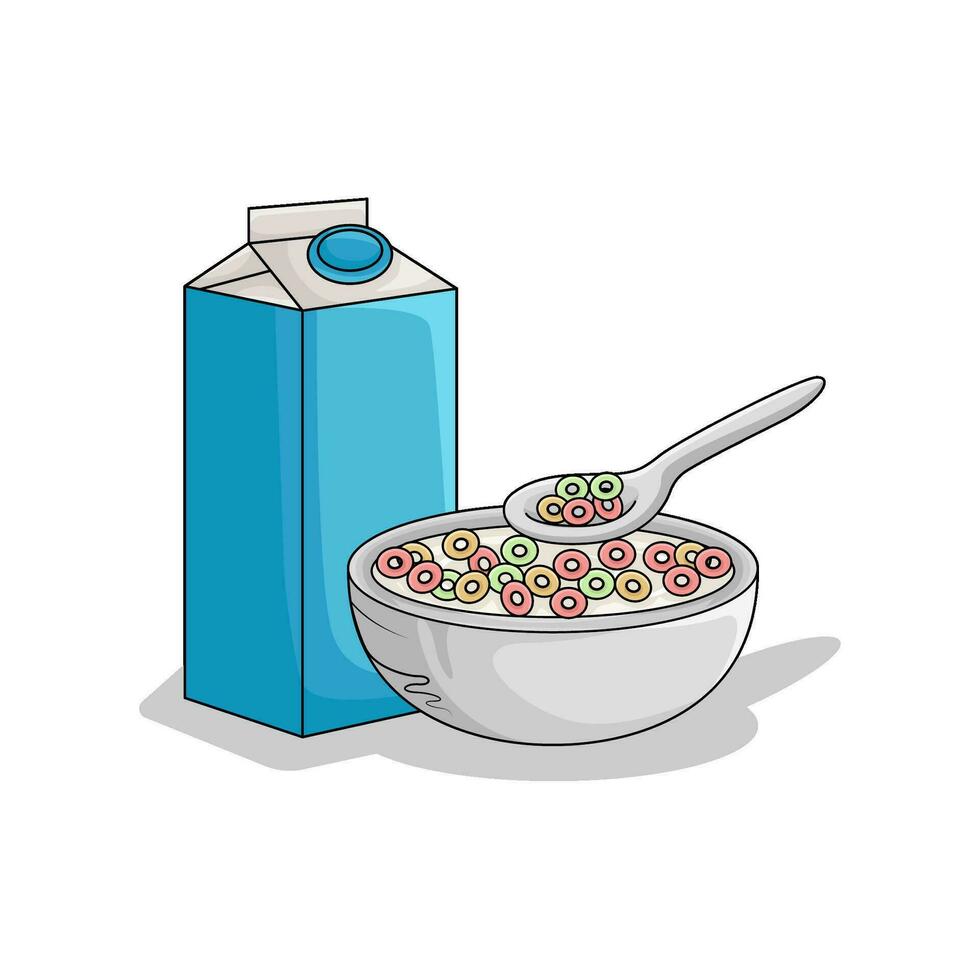 trigo pó, leite com cereal ilustração vetor