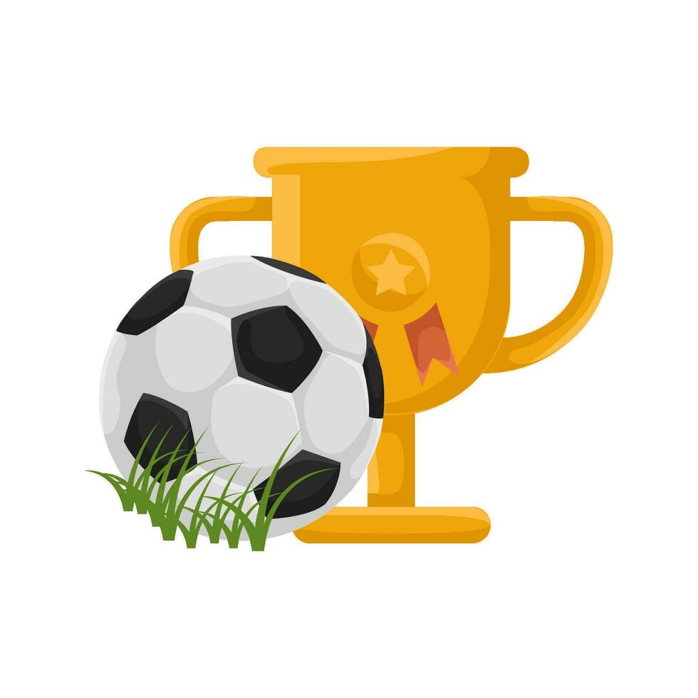 futebol bola com troféu ilustração vetor