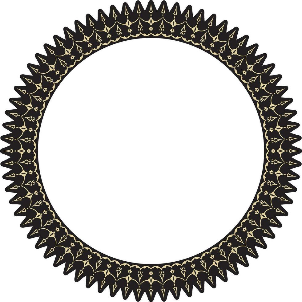 vetor ouro e Preto volta turco ornamento. otomano círculo, anel, quadro, Armação