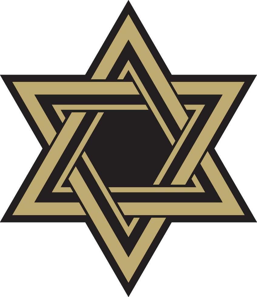 vetor dourado e Preto judaico nacional ornamento. Estrela do david. semita folk padronizar. israelense étnico placa
