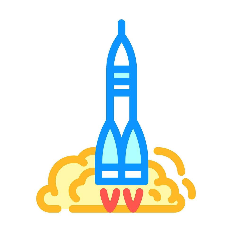 foguete lançamento espaço exploração cor ícone vetor ilustração