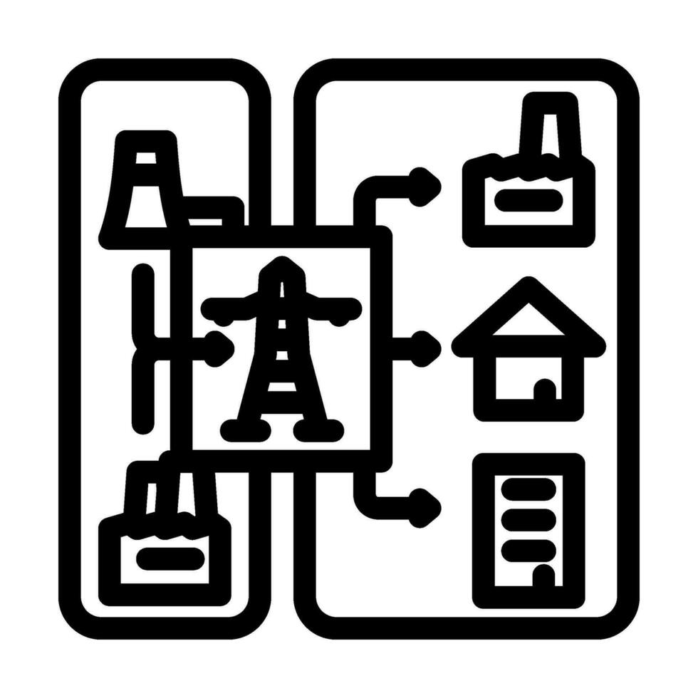 distribuído geração elétrico linha ícone vetor ilustração