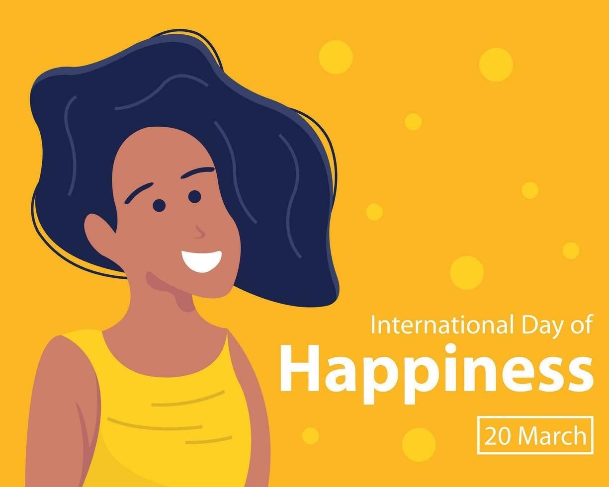 ilustração vetor gráfico do uma adolescente sorriu Felizmente, perfeito para internacional dia, internacional dia do felicidade, comemoro, cumprimento cartão, etc.