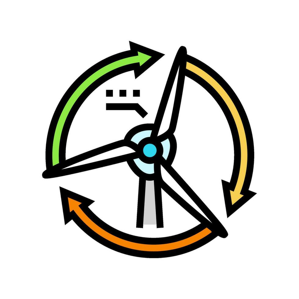 lâminas rotação vento turbina cor ícone vetor ilustração