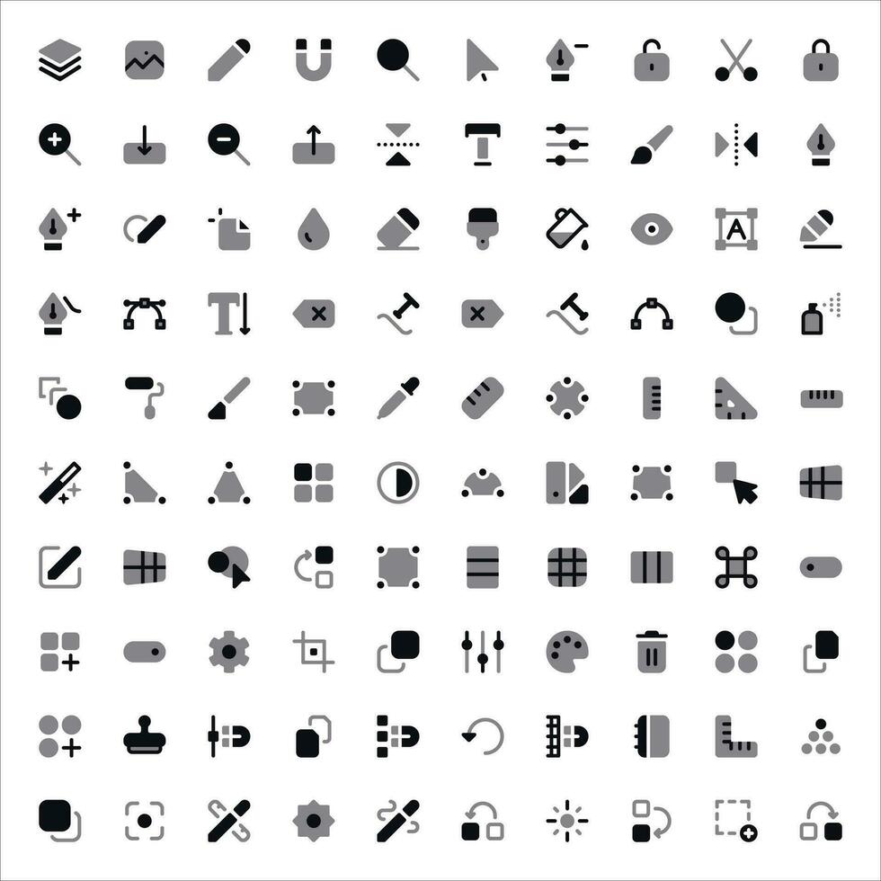 editar ferramenta ícones conjunto - gráfico projeto, edição símbolos vetor coleção