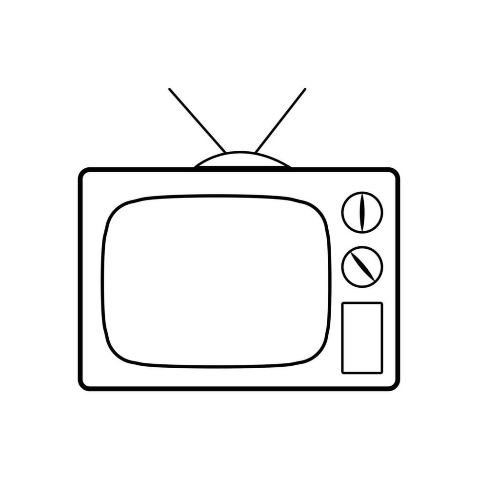 vintage velho televisão tage retro tema do eletrônicos televisão plano Projeto ícone dentro vetor ilustração