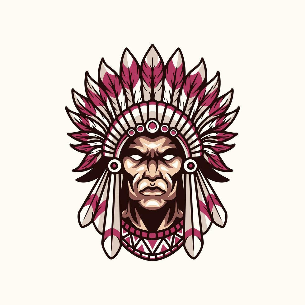 indiano chefe mascote logotipo Projeto vetor