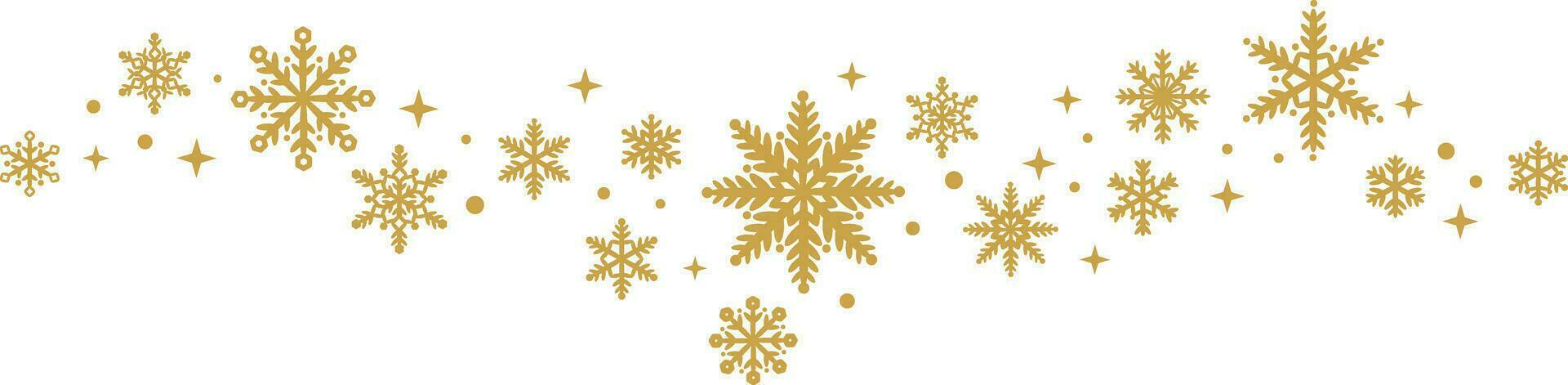 dourado floco de neve fronteira onda vetor grampo arte ilustração para inverno feriados, Natal Projeto elemento