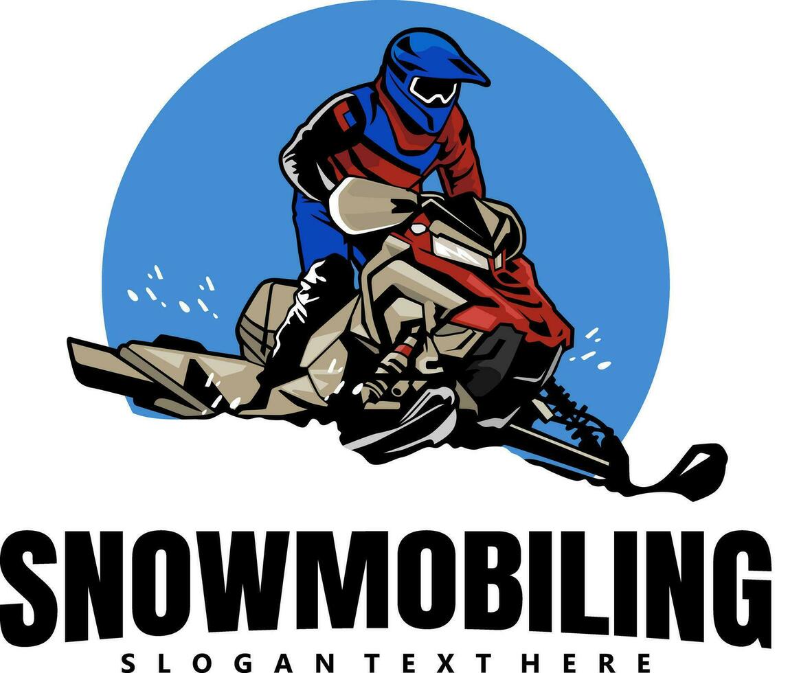 vetor de design de logotipo de trilhas de snowmobile