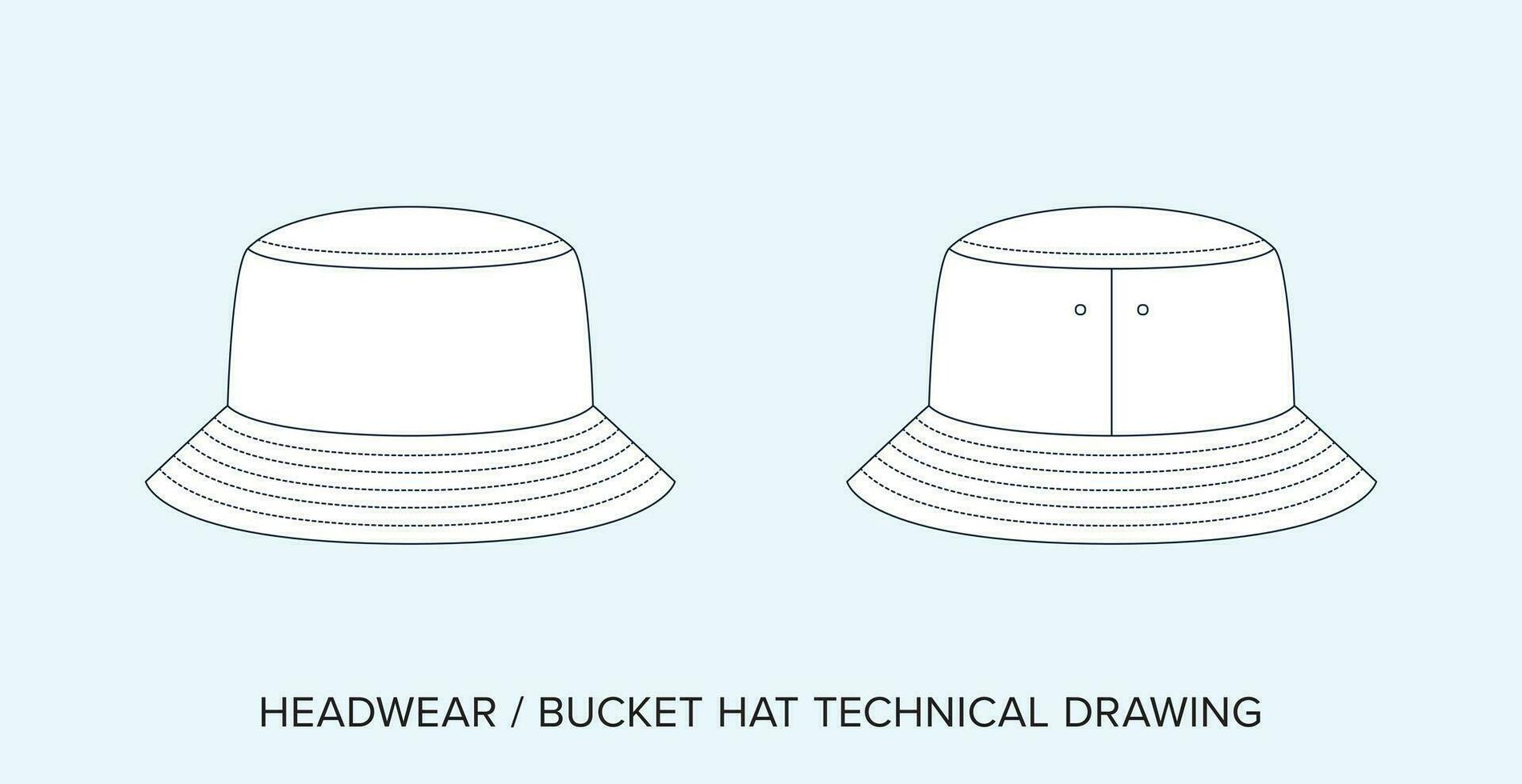 balde chapéu, técnico desenho, vestuário projeto para moda designers vetor