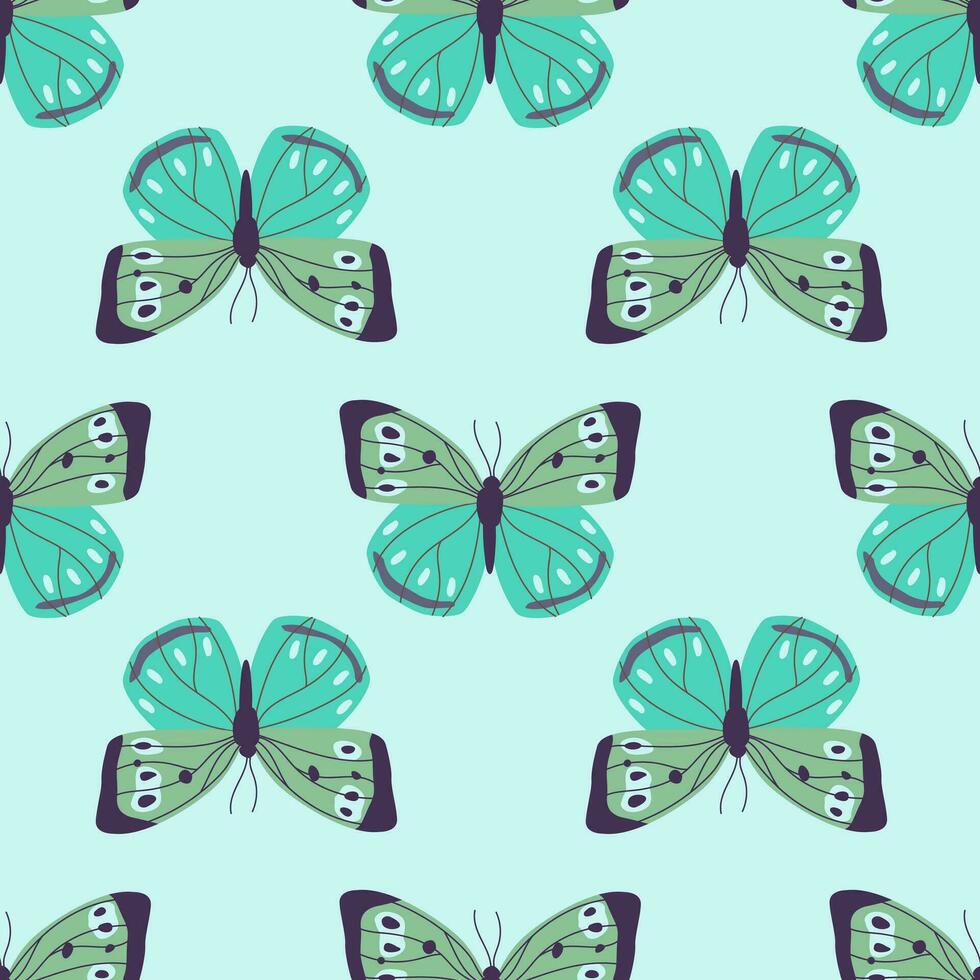 desatado padronizar com borboletas e mariposas. papel de parede com decorativo insetos com colorida asas. sem fim plano vetor ilustração