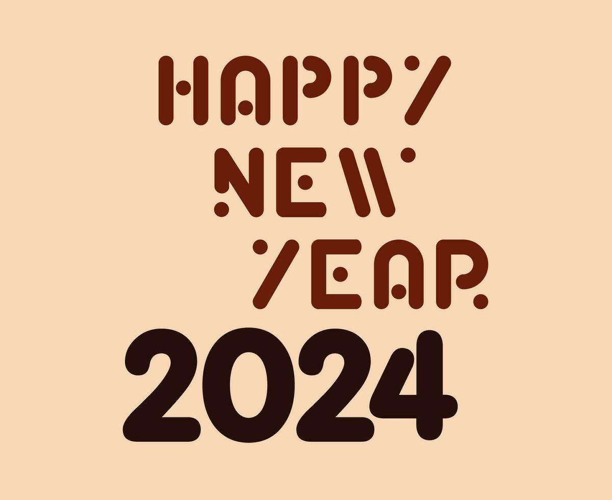 feliz Novo ano 2024 abstrato Castanho e marrom gráfico Projeto vetor logotipo símbolo ilustração