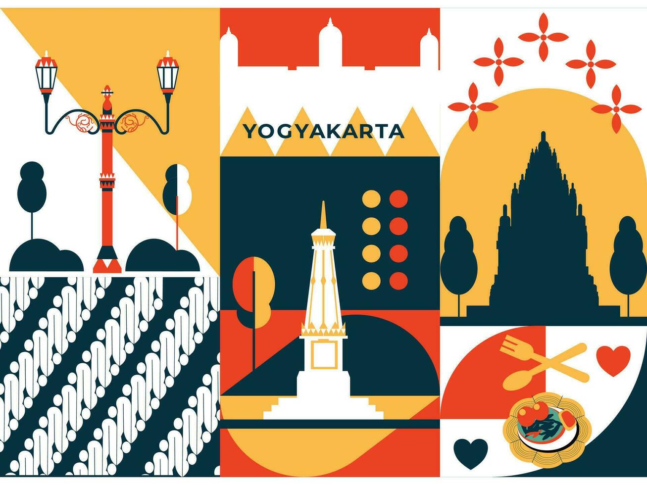 yogyakarta turismo e viagem gráfico ilustração vetor