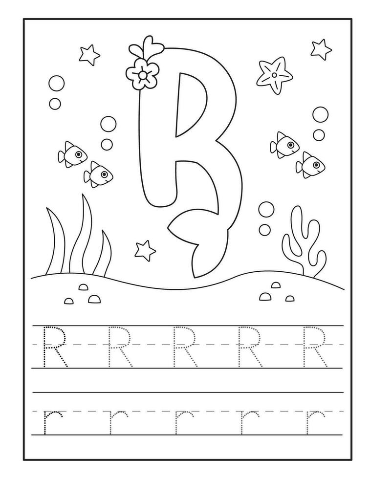 sereia alfabeto coloração Páginas para Jardim da infância vetor