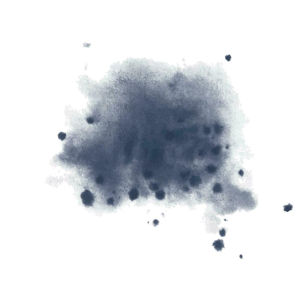 manchas e salpicos do Sombrio azul pintura e tinta. mão desenhado aguarela ilustração. isolado objeto em uma branco fundo vetor