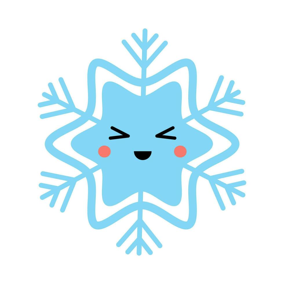 vetor ilustração do fofa desenho animado kawaii floco de neve isolado em branco fundo.