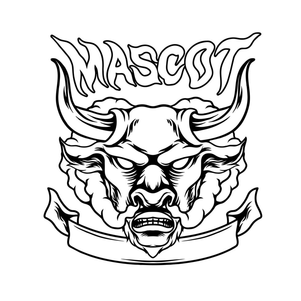 silhueta do logotipo do mascote da cabeça do touro vetor