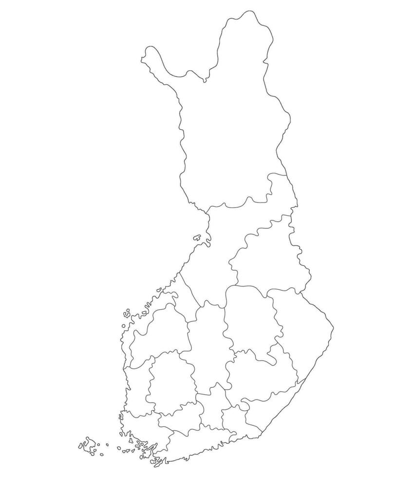 mapa do Finlândia. Finlândia províncias mapa dentro branco cor vetor