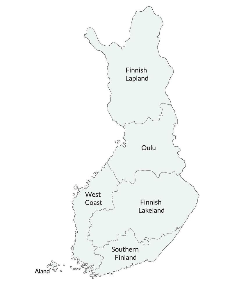Finlândia mapa. mapa do Finlândia dividido para dentro seis a Principal regiões vetor