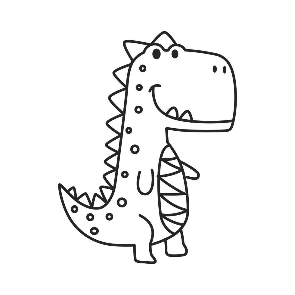 mão desenhando desenho animado dinossauro vetor ilustração isolado em branco fundo