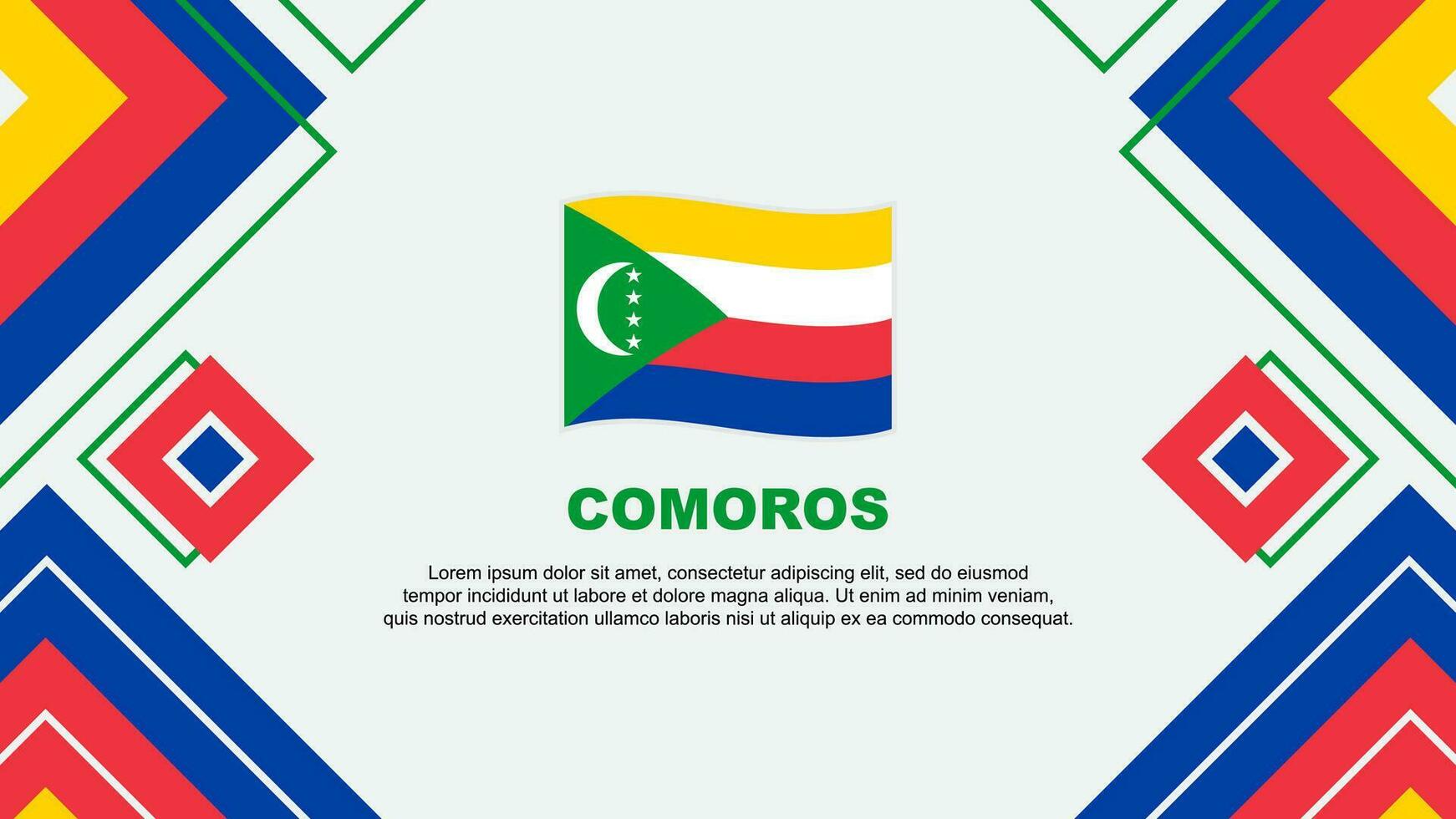 Comores bandeira abstrato fundo Projeto modelo. Comores independência dia bandeira papel de parede vetor ilustração. Comores fundo