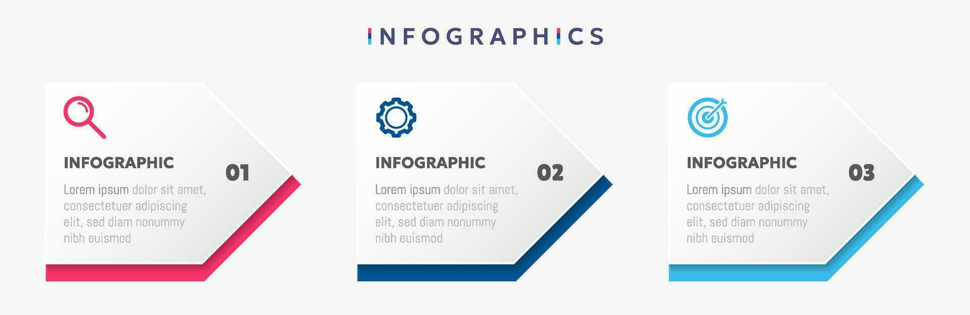 moderno o negócio infográfico modelo com Setas; flechas e 3 opções ou degrau ícones. vetor