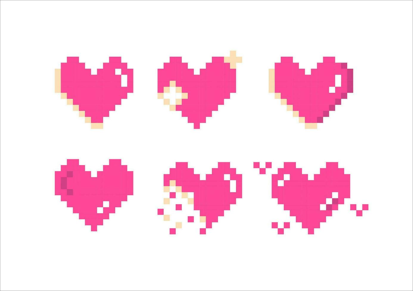 pixel corações Rosa conjunto para poster, imprimir, projeto, elementos vetor