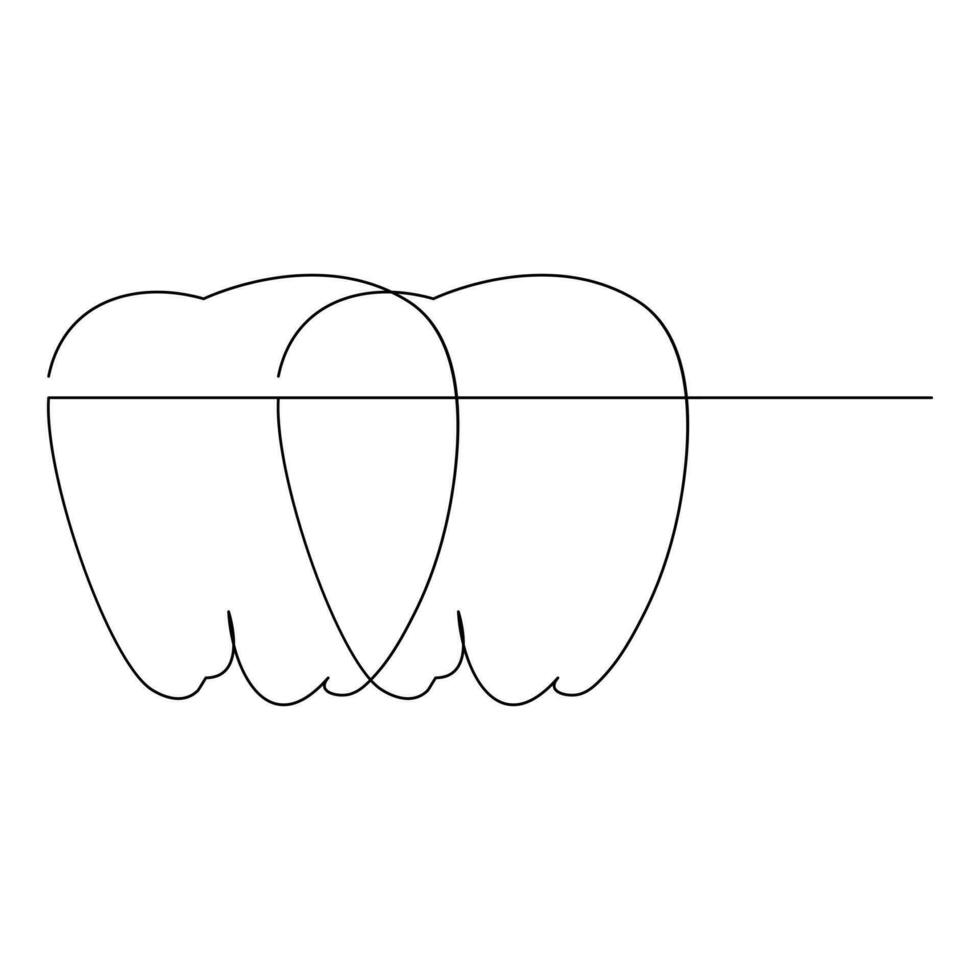 dentes solteiro linha contínuo esboço vetor arte desenhando e simples 1 linha dentes minimalista Projeto